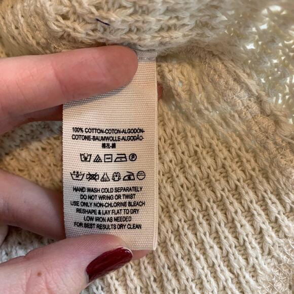 Free People Sweater Womens XS Ivory Sunrise Waffle Knit Cold Shoulder Pullover - Picture 10 of 11